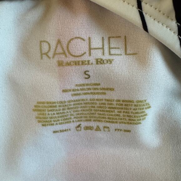 Rachel Roy One Piece Stripe Swimsuit Sz Small NWOT Rainbow Lattice Back Beach - Picture 7 of 9